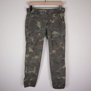 Anthropologie The Wanderer Green Camo Print Utility Pants Size 26 Waist 30"